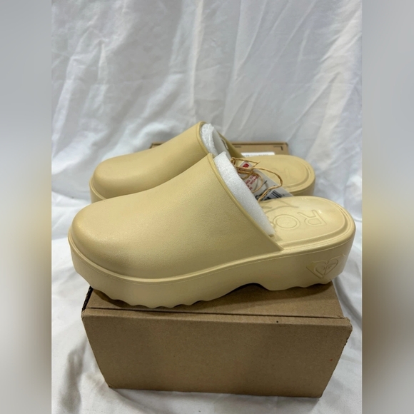 Beige Platform Clogs - Picture 1 of 4